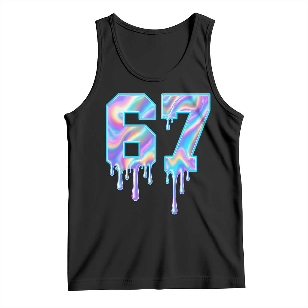 Baseball Drip Number 67 Player Tank Top Funny Six Seven Meme 67th Birthday Holographic Dripping TS10 Black Print Your Wear