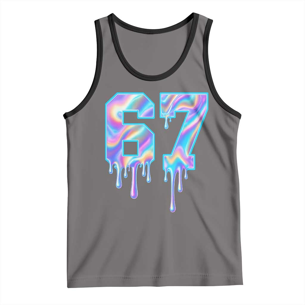 Baseball Drip Number 67 Player Tank Top Funny Six Seven Meme 67th Birthday Holographic Dripping TS10 Deep Heather Black Print Your Wear