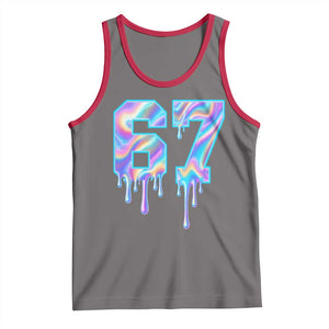 Baseball Drip Number 67 Player Tank Top Funny Six Seven Meme 67th Birthday Holographic Dripping TS10 Deep Heather Red Print Your Wear