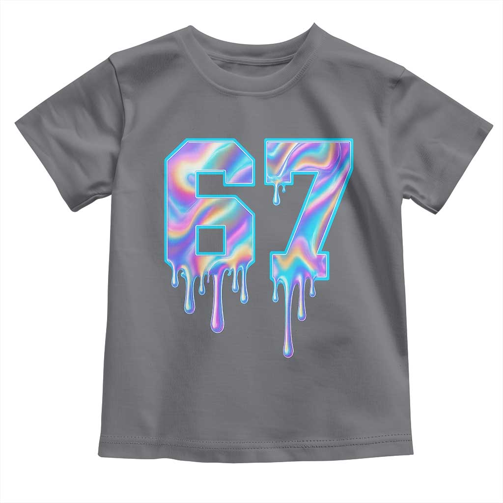 Baseball Drip Number 67 Player Toddler T Shirt Funny Six Seven Meme 67th Birthday Holographic Dripping TS10 Charcoal Print Your Wear