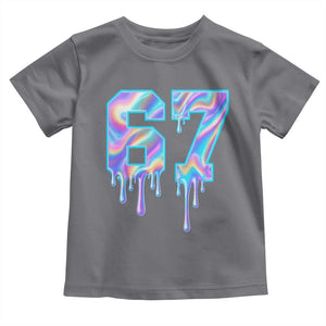 Baseball Drip Number 67 Player Toddler T Shirt Funny Six Seven Meme 67th Birthday Holographic Dripping TS10 Charcoal Print Your Wear