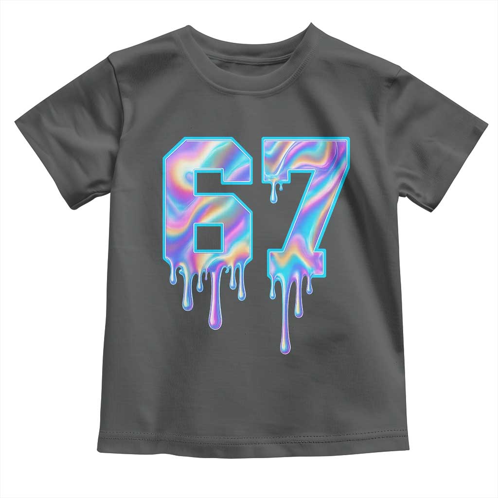 Baseball Drip Number 67 Player Toddler T Shirt Funny Six Seven Meme 67th Birthday Holographic Dripping TS10 Dark Heather Print Your Wear