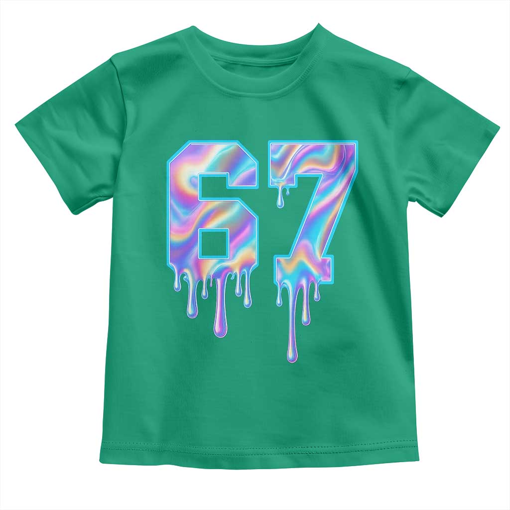Baseball Drip Number 67 Player Toddler T Shirt Funny Six Seven Meme 67th Birthday Holographic Dripping TS10 Irish Green Print Your Wear