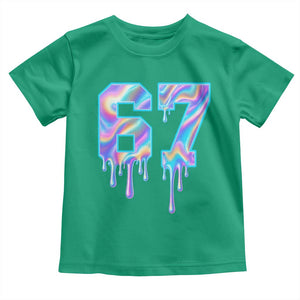 Baseball Drip Number 67 Player Toddler T Shirt Funny Six Seven Meme 67th Birthday Holographic Dripping TS10 Irish Green Print Your Wear
