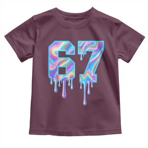 Baseball Drip Number 67 Player Toddler T Shirt Funny Six Seven Meme 67th Birthday Holographic Dripping TS10 Maroon Print Your Wear