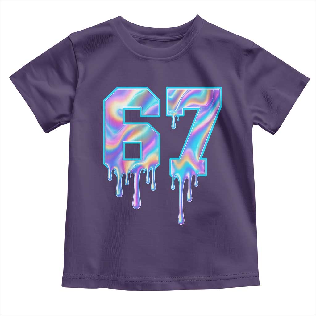 Baseball Drip Number 67 Player Toddler T Shirt Funny Six Seven Meme 67th Birthday Holographic Dripping TS10 Purple Print Your Wear