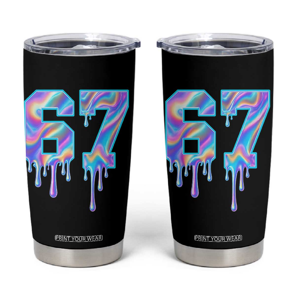 Baseball Drip Number 67 Player Tumbler Cup Funny Six Seven Meme 67th Birthday Holographic Dripping TS10 Black Print Your Wear