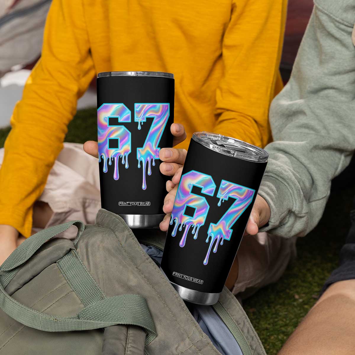 Baseball Drip Number 67 Player Tumbler Cup Funny Six Seven Meme 67th Birthday Holographic Dripping TS10 Print Your Wear