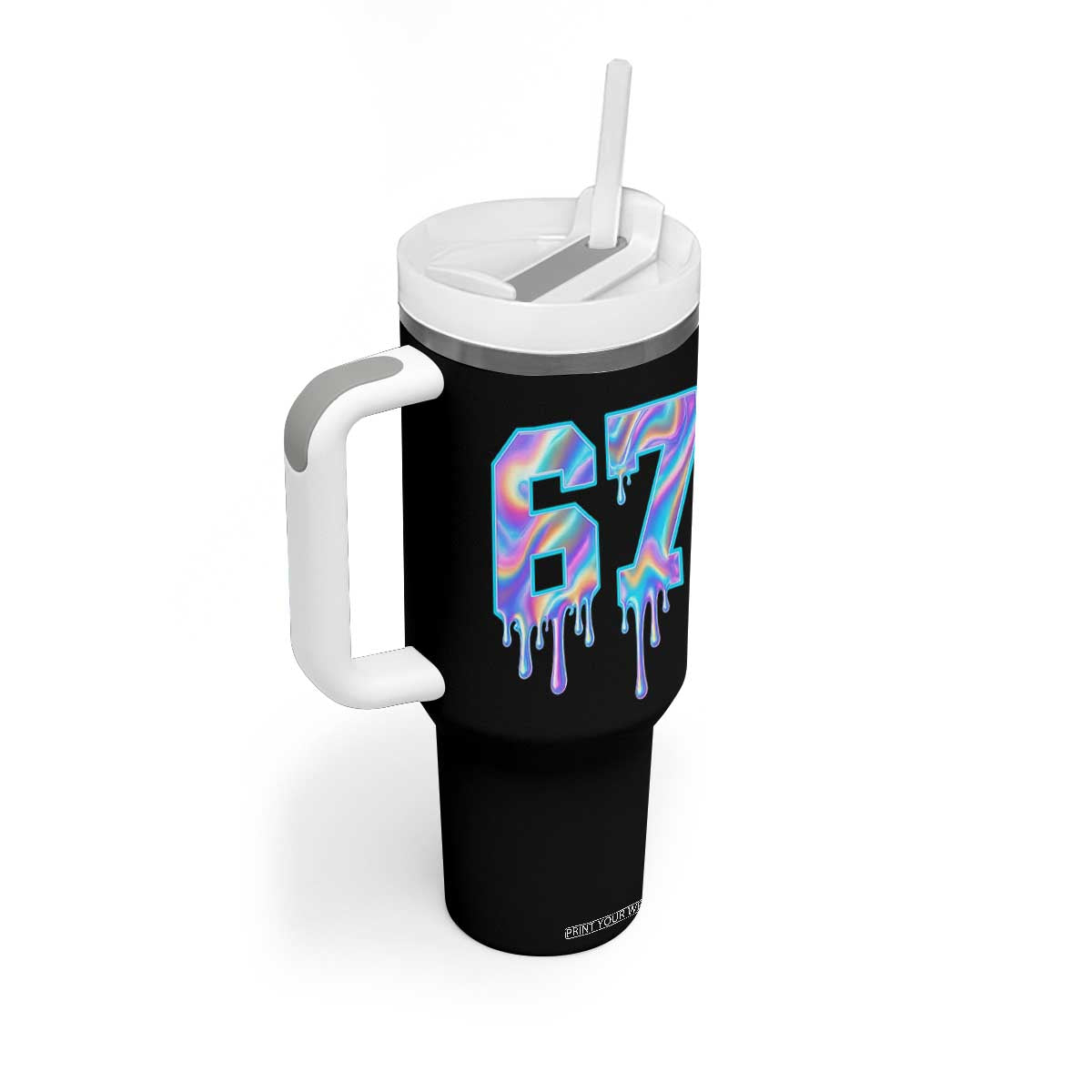 Baseball Drip Number 67 Player Tumbler With Handle Funny Six Seven Meme 67th Birthday Holographic Dripping TS10 Print Your Wear