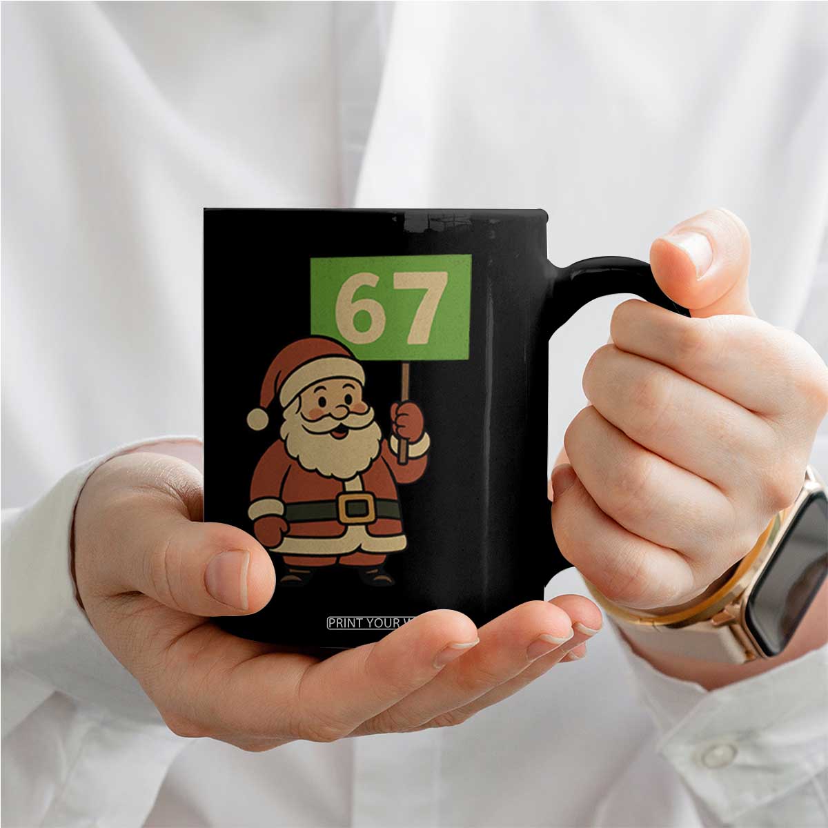 67 Christmas Coffee Mug Funny Six Seven Meme Brainrot Santa Claus Boys - Print Your Wear