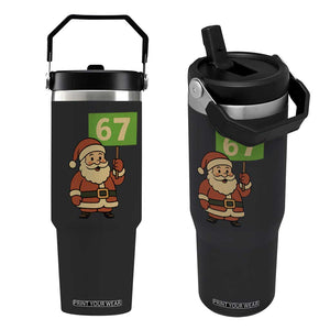 67 Christmas Flip Straw Tumbler Funny Six Seven Meme Brainrot Santa Claus Boys TS10 One Size: 30 oz Black Print Your Wear