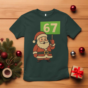 67 Christmas T Shirt Funny Six Seven Meme Brainrot Santa Claus Boys TS10 Dark Forest Green Print Your Wear