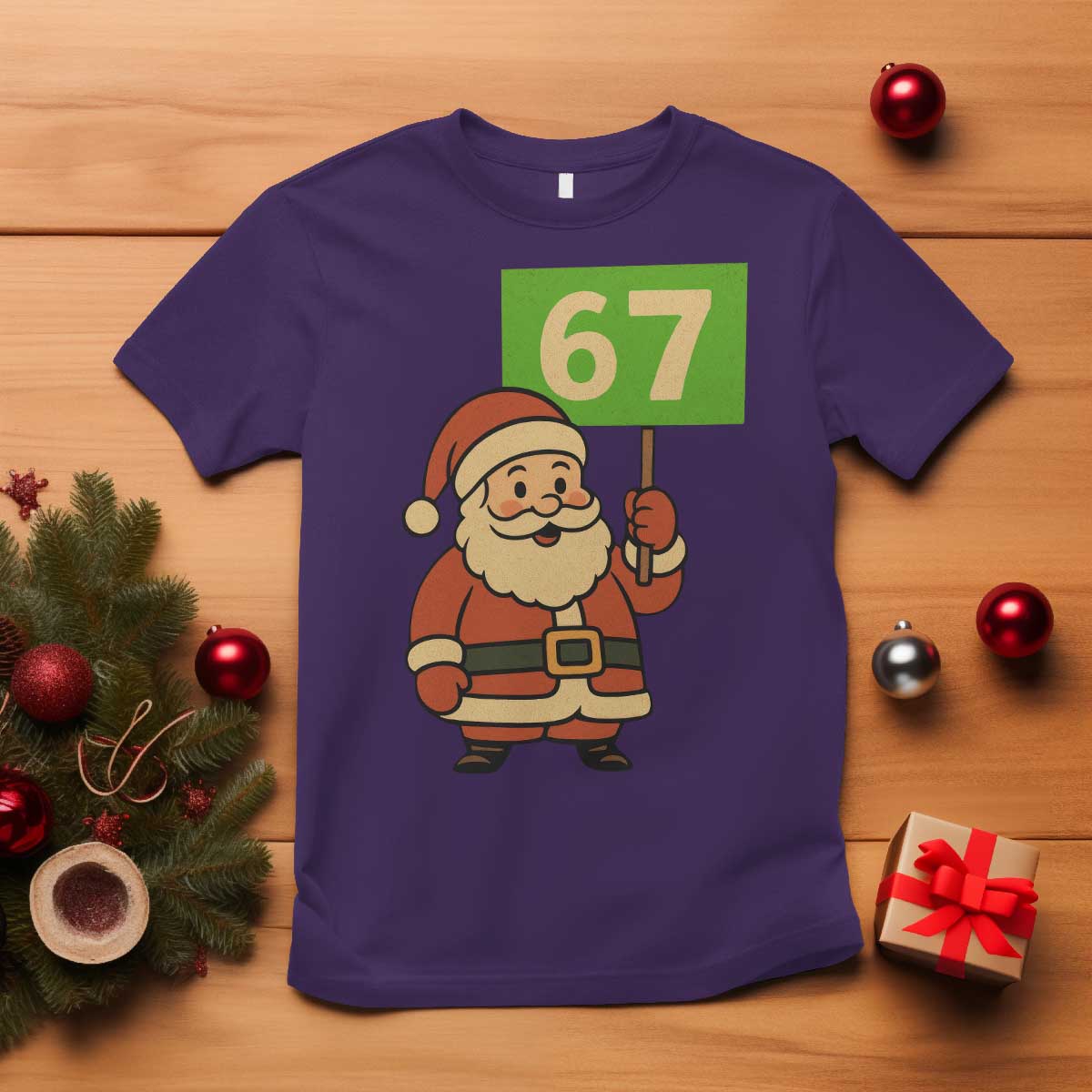 67 Christmas T Shirt Funny Six Seven Meme Brainrot Santa Claus Boys TS10 Purple Print Your Wear