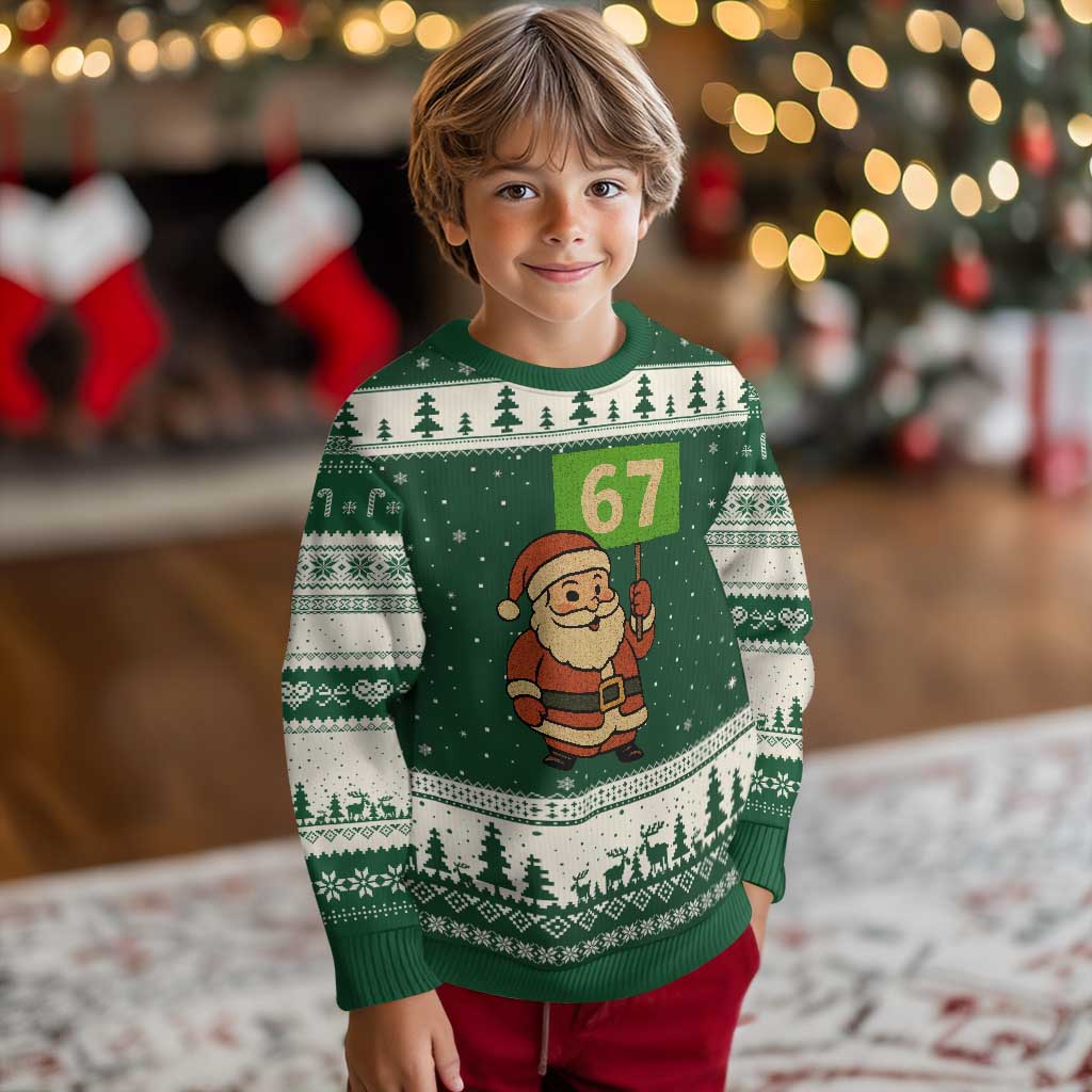 67 Xmas Ugly Christmas Sweater Funny Six Seven Meme Brainrot Santa Claus Boys TS10 Forest Green Beige Print Your Wear