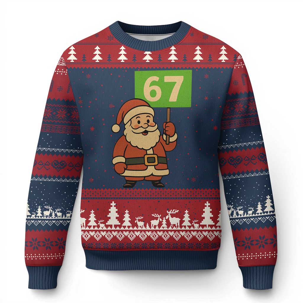 67 Xmas Ugly Christmas Sweater Funny Six Seven Meme Brainrot Santa Claus Boys TS10 Navy Red Print Your Wear