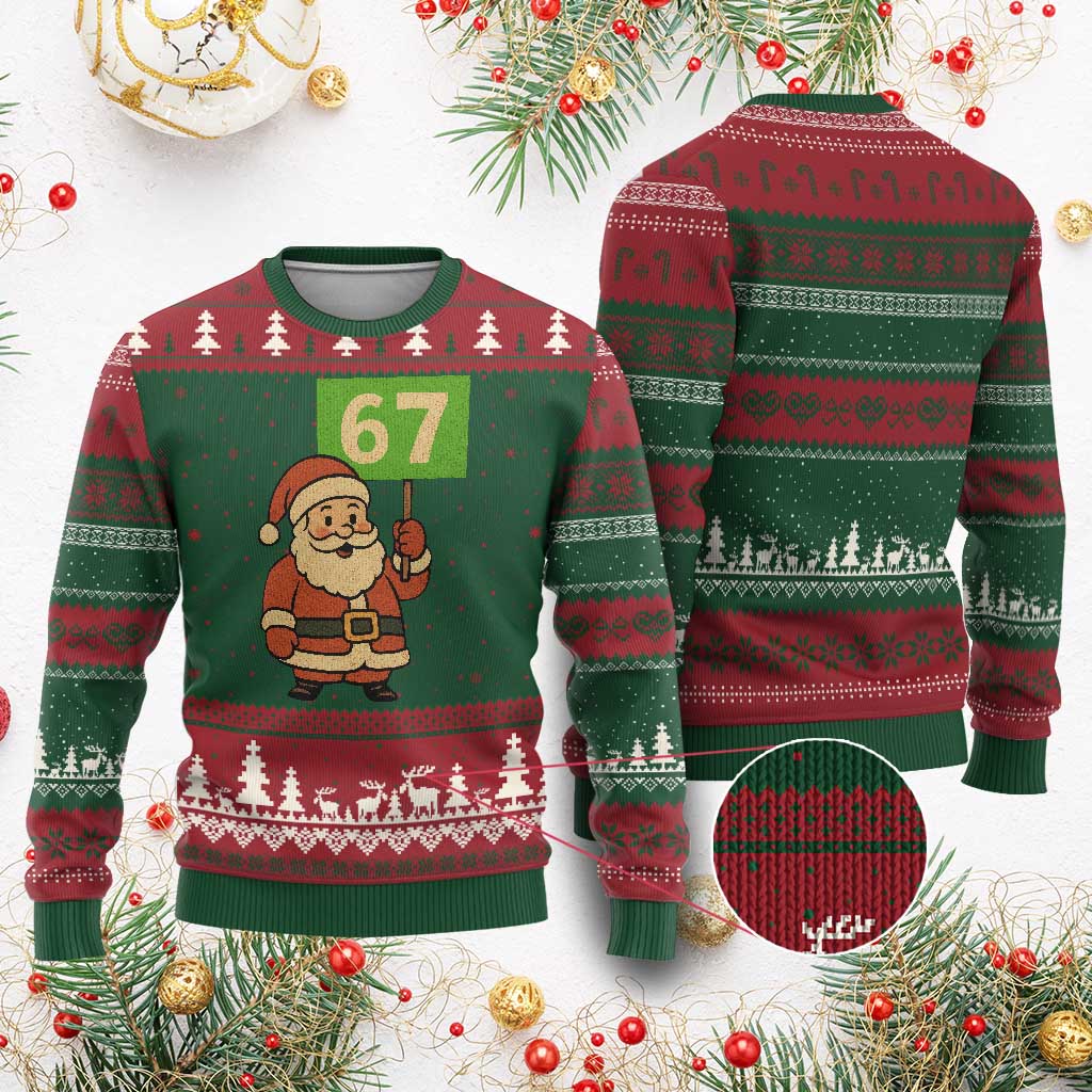 67 Xmas Ugly Christmas Sweater Funny Six Seven Meme Brainrot Santa Claus Boys TS10 Red Green Print Your Wear