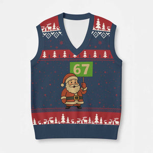 67 Xmas V-Neck Knit Sweater Vest Funny Six Seven Meme Brainrot Santa Claus Boys TS10 Navy Red Print Your Wear