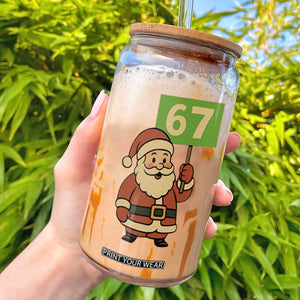 67 Christmas Glass Can Funny Six Seven Meme Brainrot Santa Claus Boys TS10 Black Print Your Wear