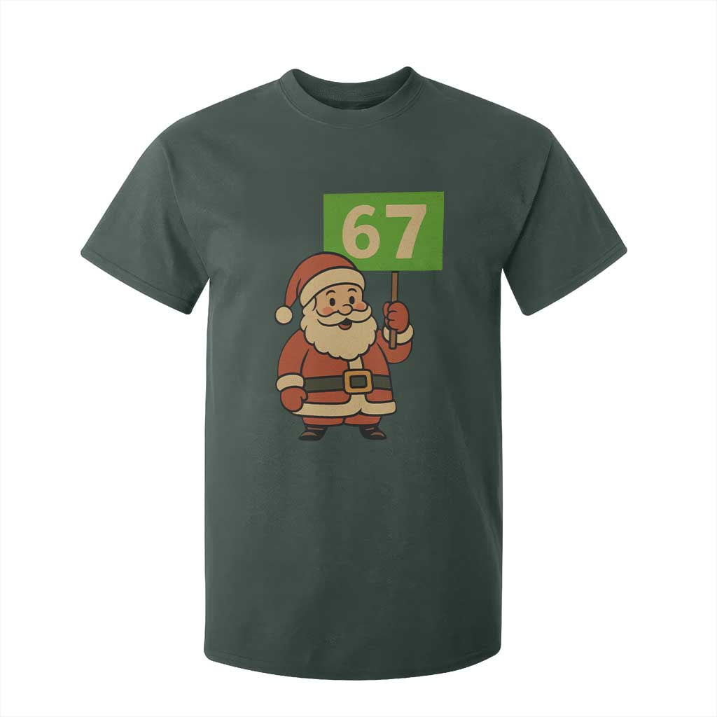 67 Christmas T Shirt For Kid Funny Six Seven Meme Brainrot Santa Claus Boys TS10 Dark Forest Green Print Your Wear