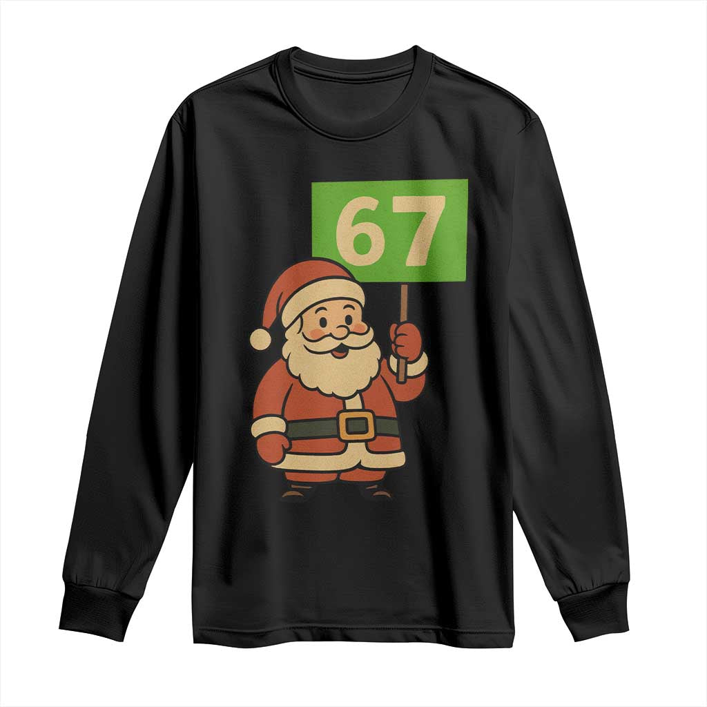 67 Christmas Long Sleeve Shirt Funny Six Seven Meme Brainrot Santa Claus Boys TS10 Black Print Your Wear