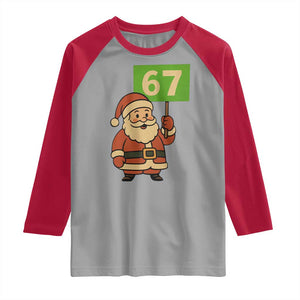 67 Christmas Raglan Shirt Funny Six Seven Meme Brainrot Santa Claus Boys TS10 Sport Gray Red Print Your Wear
