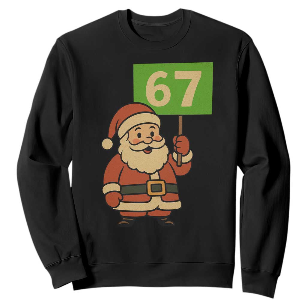 67 Christmas Sweatshirt Funny Six Seven Meme Brainrot Santa Claus Boys TS10 Black Print Your Wear