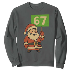 67 Christmas Sweatshirt Funny Six Seven Meme Brainrot Santa Claus Boys TS10 Dark Heather Print Your Wear