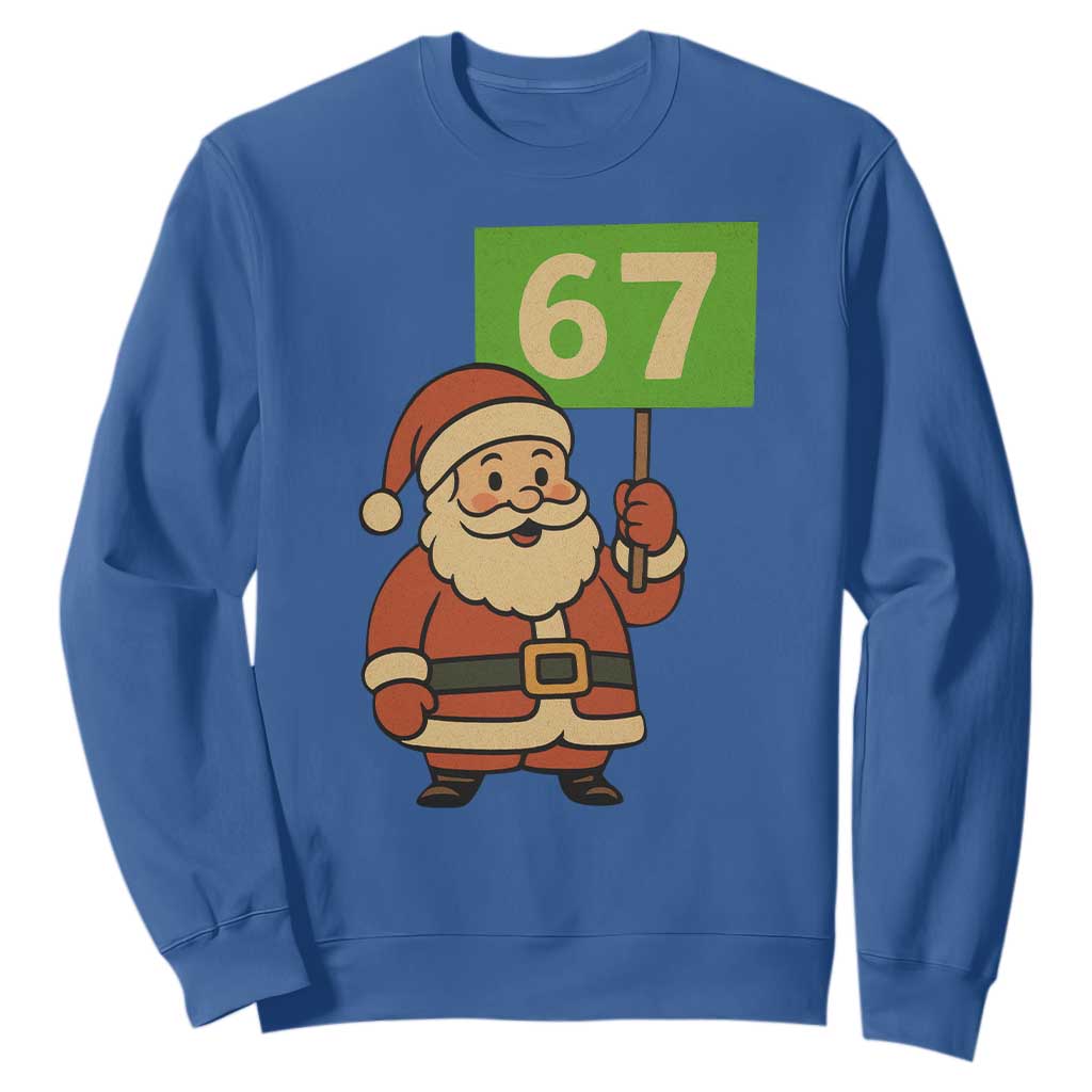 67 Christmas Sweatshirt Funny Six Seven Meme Brainrot Santa Claus Boys TS10 Royal Blue Print Your Wear
