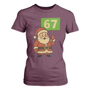 67 Christmas T Shirt For Women Funny Six Seven Meme Brainrot Santa Claus Boys TS10 Maroon Print Your Wear