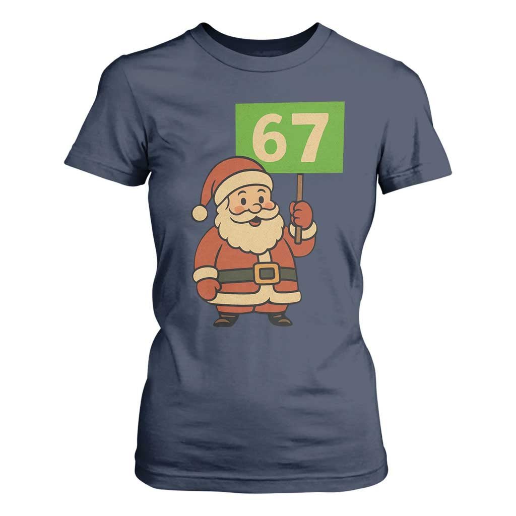 67 Christmas T Shirt For Women Funny Six Seven Meme Brainrot Santa Claus Boys TS10 Navy Print Your Wear