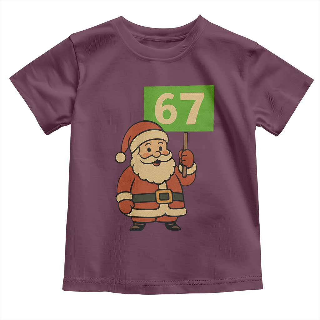 67 Christmas Toddler T Shirt Funny Six Seven Meme Brainrot Santa Claus Boys TS10 Maroon Print Your Wear