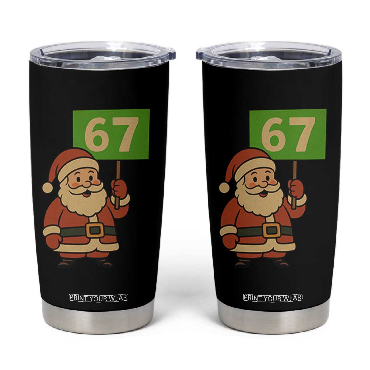 67 Christmas Tumbler Cup Funny Six Seven Meme Brainrot Santa Claus Boys - Print Your Wear