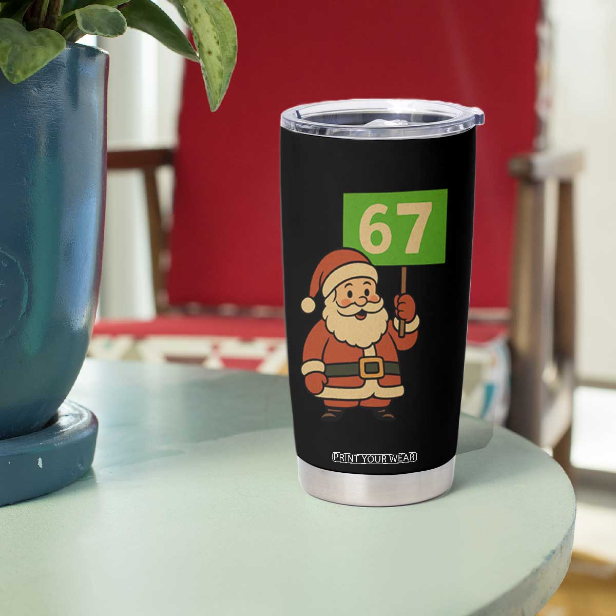 67 Christmas Tumbler Cup Funny Six Seven Meme Brainrot Santa Claus Boys - Print Your Wear
