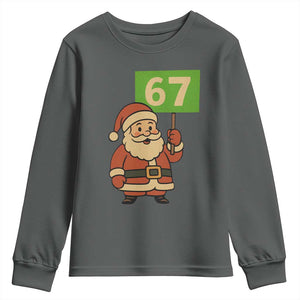 67 Christmas Youth Sweatshirt Funny Six Seven Meme Brainrot Santa Claus Boys TS10 Dark Heather Print Your Wear