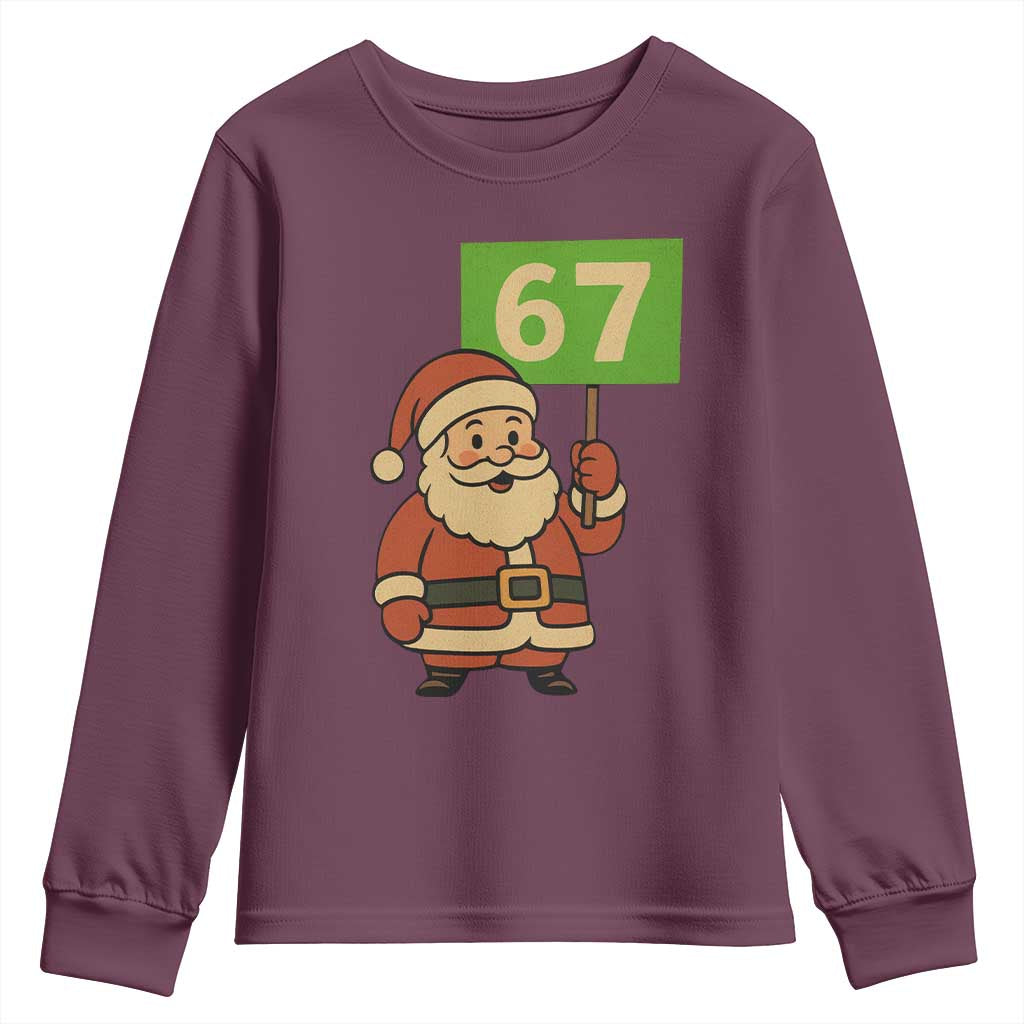 67 Christmas Youth Sweatshirt Funny Six Seven Meme Brainrot Santa Claus Boys TS10 Maroon Print Your Wear