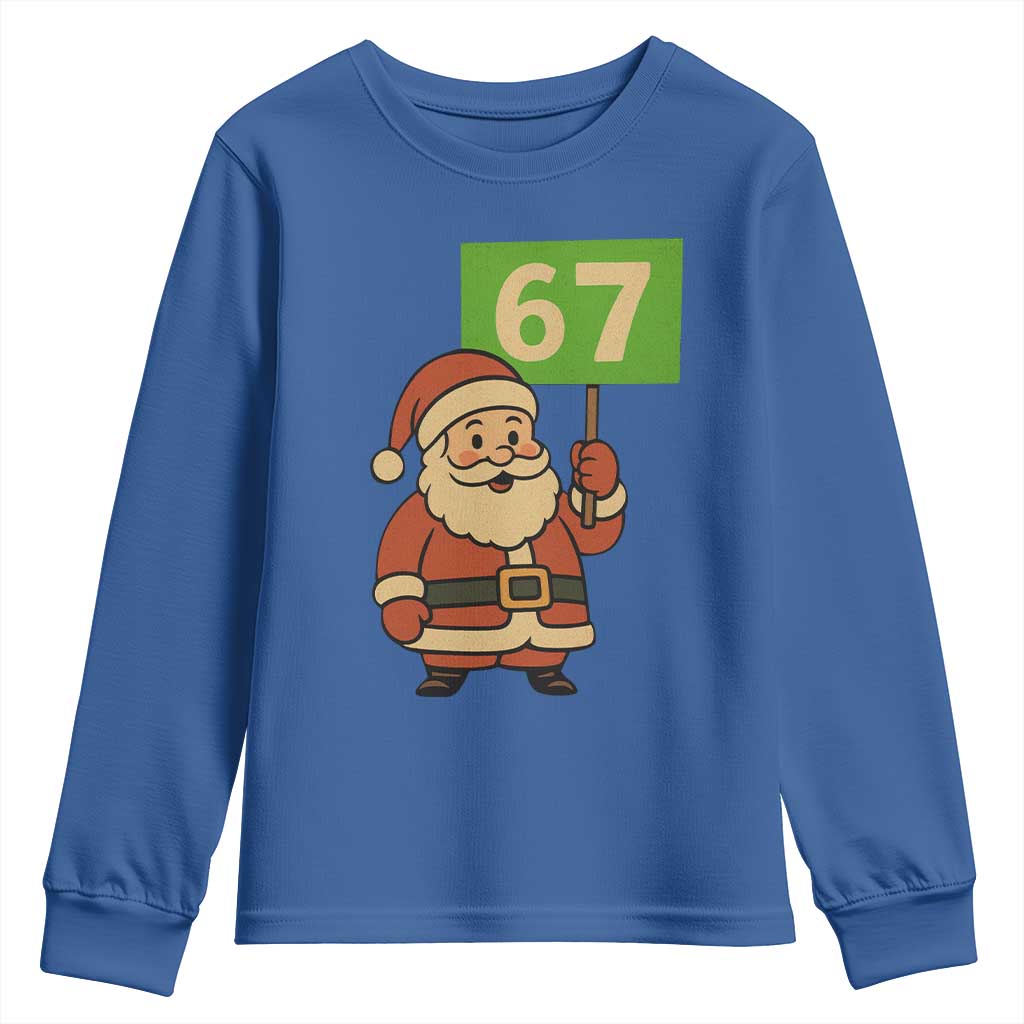 67 Christmas Youth Sweatshirt Funny Six Seven Meme Brainrot Santa Claus Boys TS10 Royal Blue Print Your Wear