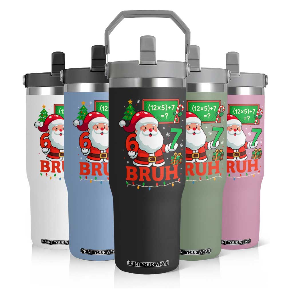 67 Teacher Christmas Flip Straw Tumbler Santa Six Seven Meme Math Equation Bruh TS10 Print Your Wear