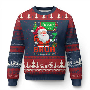 67 Teacher Xmas Ugly Christmas Sweater Santa Six Seven Meme Math Equation Bruh TS10 Navy Red Print Your Wear