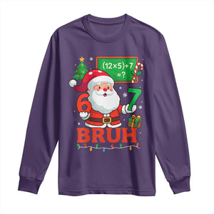 67 Teacher Christmas Long Sleeve Shirt Santa Six Seven Meme Math Equation Bruh TS10 Purple Print Your Wear