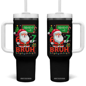 67 Teacher Christmas Tumbler With Handle Santa Six Seven Meme Math Equation Bruh TS10 One Size: 40 oz Black Print Your Wear