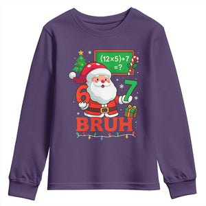 67 Teacher Christmas Youth Sweatshirt Santa Six Seven Meme Math Equation Bruh TS10 Purple Print Your Wear