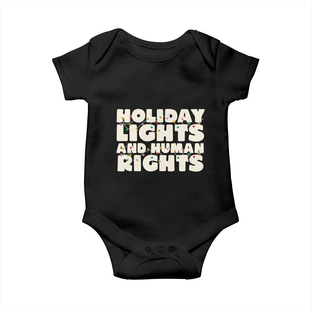 Holiday Lights Human Rights Christmas Baby Onesie TS10 Black Print Your Wear
