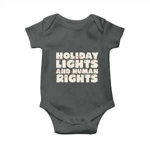 Holiday Lights Human Rights Christmas Baby Onesie TS10 Dark Heather Print Your Wear