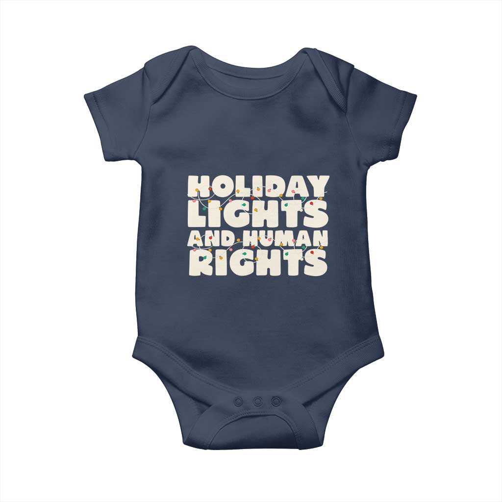 Holiday Lights Human Rights Christmas Baby Onesie TS10 Navy Print Your Wear