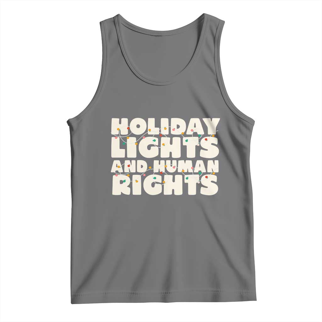Holiday Lights Human Rights Christmas Tank Top TS10 Black Heather Print Your Wear
