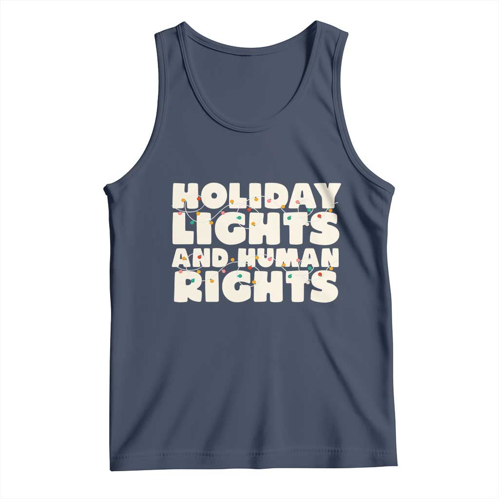 Holiday Lights Human Rights Christmas Tank Top TS10 Navy Print Your Wear