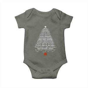 Protect Democracy Christmas Tree Baby Onesie Anti Fascism Social Justice TS10 Military Green Print Your Wear