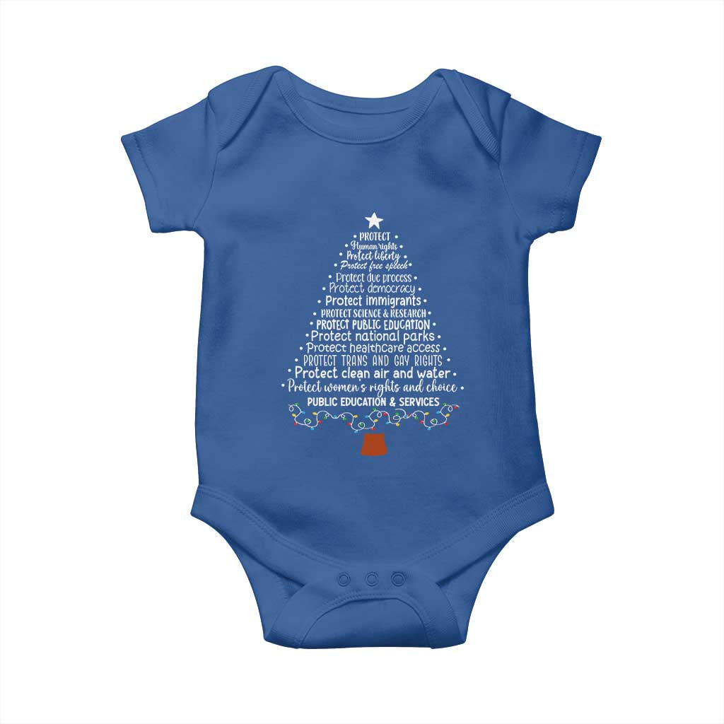 Protect Democracy Christmas Tree Baby Onesie Anti Fascism Social Justice TS10 Royal Blue Print Your Wear