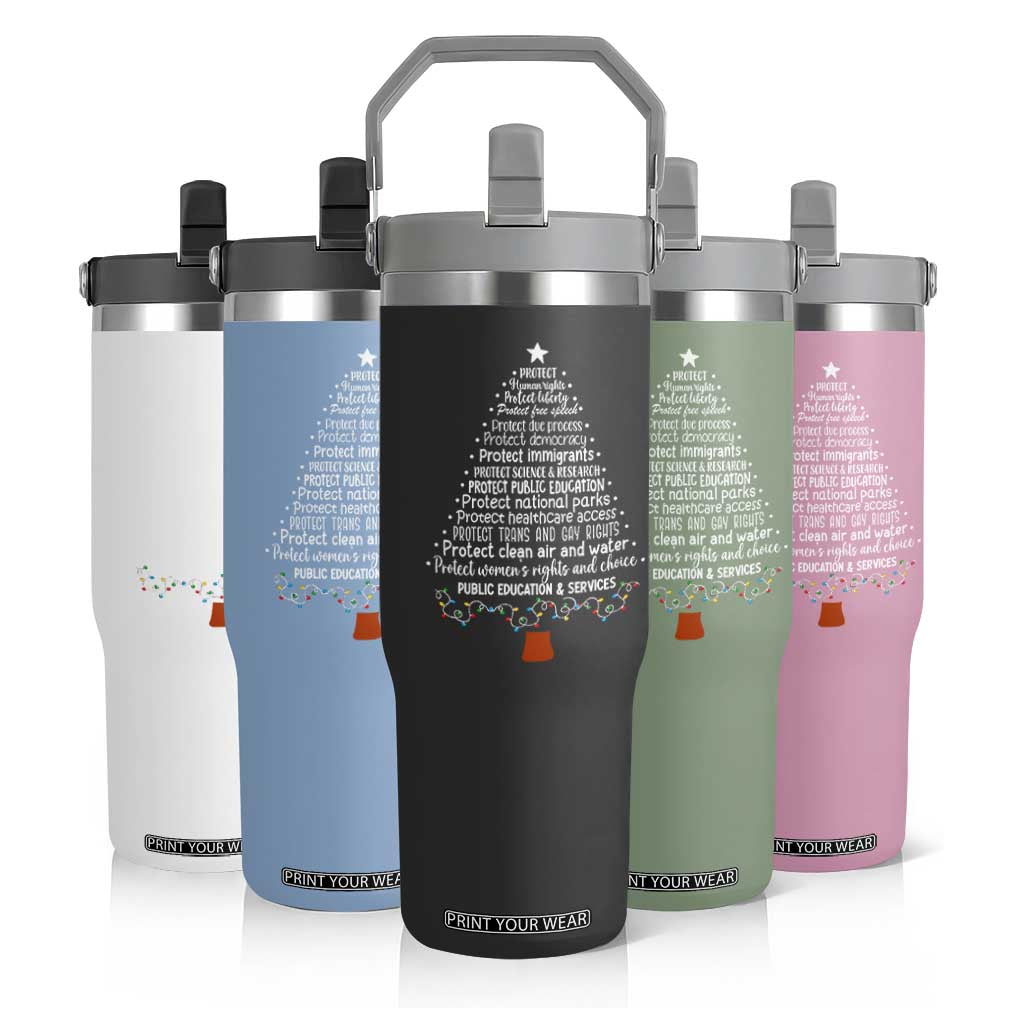 Protect Democracy Christmas Tree Flip Straw Tumbler Anti Fascism Social Justice TS10 Print Your Wear