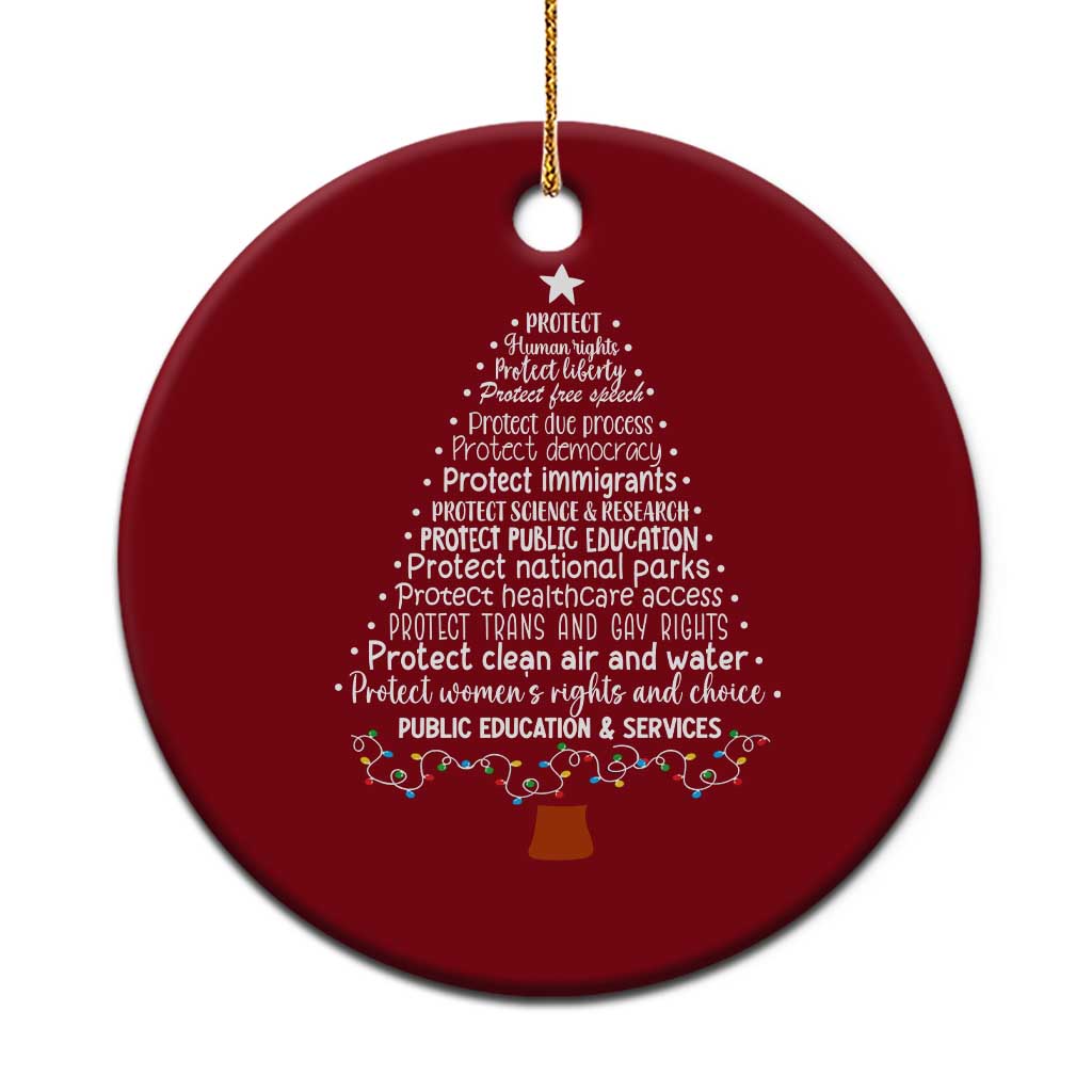 Protect Democracy Christmas Tree Ceramic Ornament Anti Fascism Social Justice TS10 1pc Red Print Your Wear